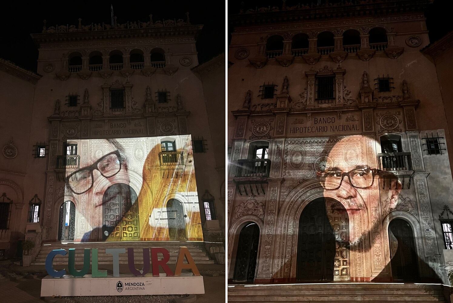 Homenaje a "Marciano" Cantero en el Ministerio de Cultura y Turismo de Mendoza: realizaron un mapping con sus fotos (Gentileza)