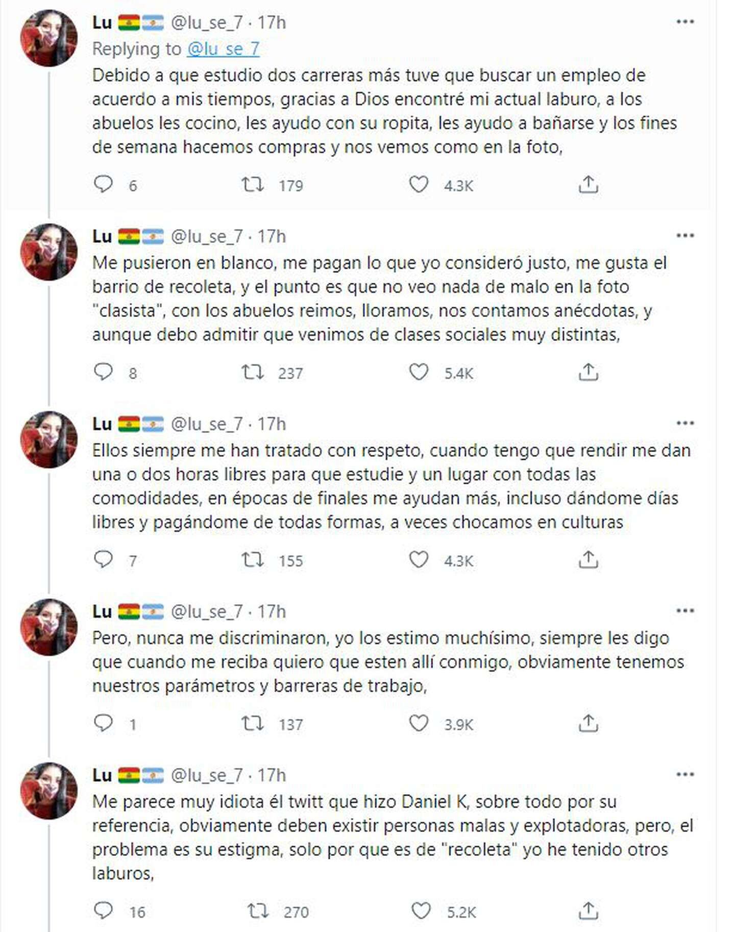 La respuesta de la joven de 26 años.