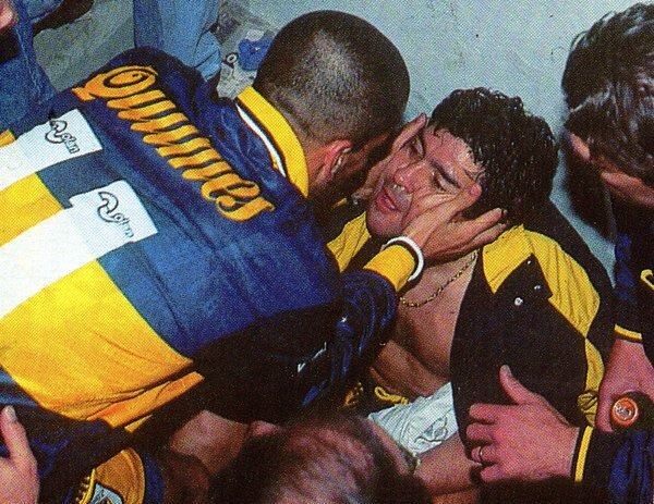 Verón con Maradona en Boca