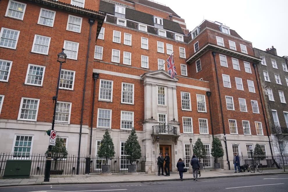 El "London Clinic" centro hospitalario donde se atendió la princesa de Gales, Catalina (Kate) Middleton. Foto: Lucy North - PA / PA Wire