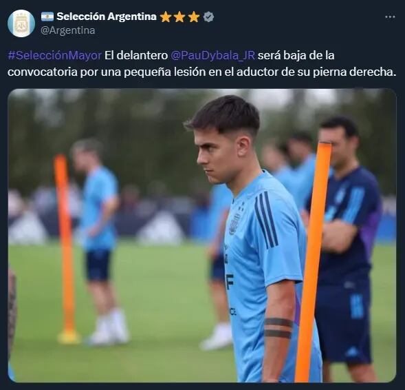 Dybala quedó desafectado de la convocatoria