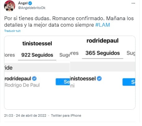 Juariu deschavó a Rodrigo de Paul y Tini Stoessel con mensajes románticos borrados