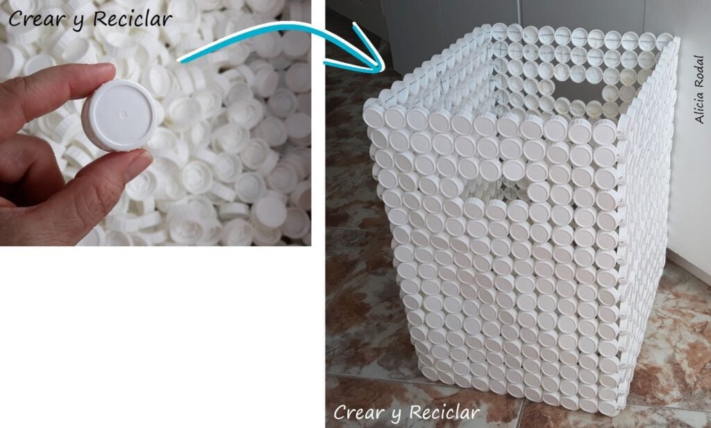 La idea creativa para reciclar tapitas de plástico, en casa