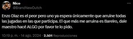 Las críticas de los hinchas de River hacia Adam Bareiro