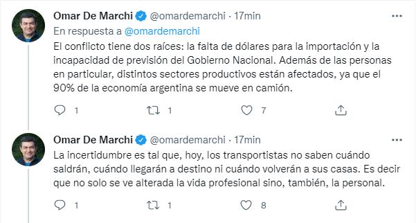 El diputado nacional Omar De Marchi criticó al Gobierno nacional por la falta de gasoil