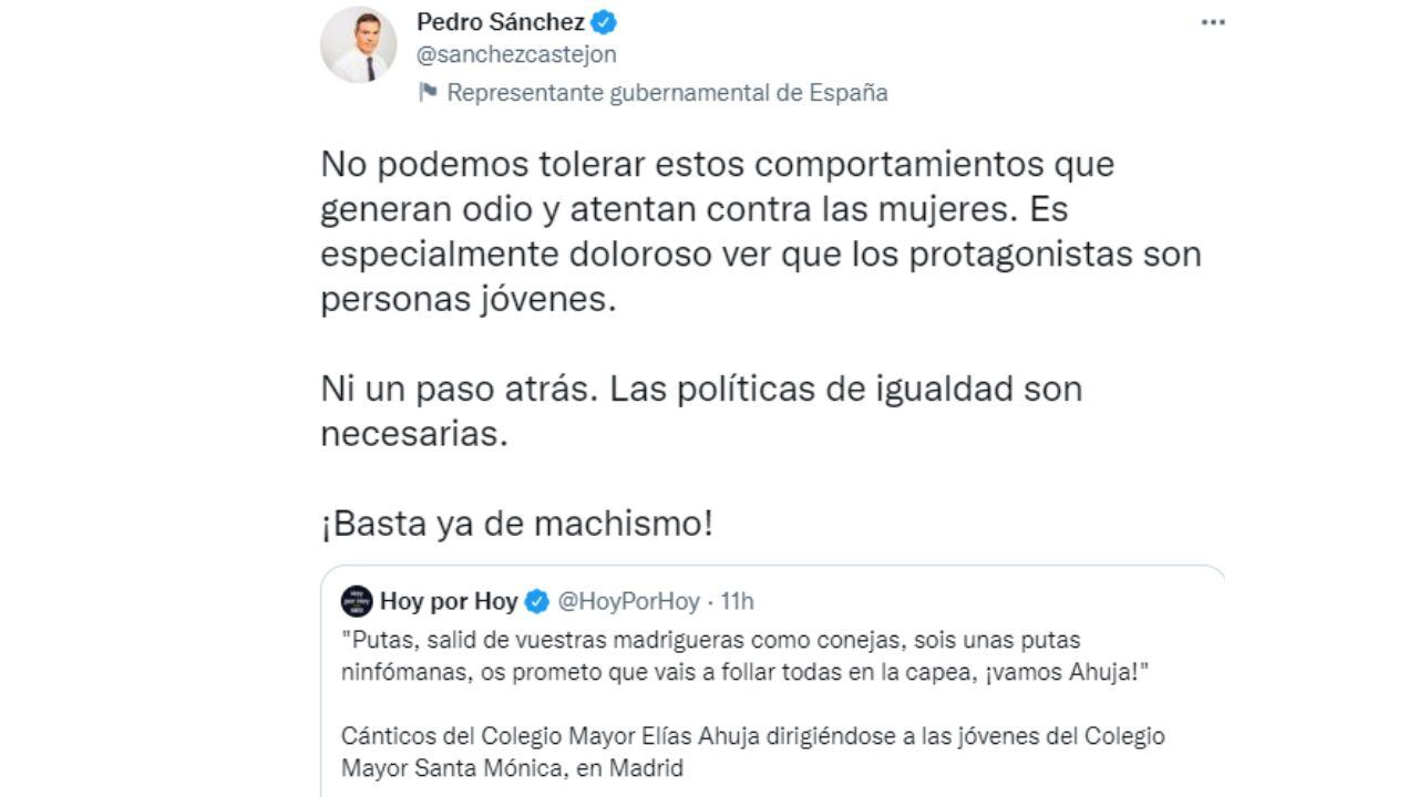 El mensaje de Pedro Sánchez, presidente de España.