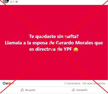 Tulia Snopek, esposa de Gerardo Morales, fue directora suplente de YPF entre mayo y diciembre de 2021, no en 2023.