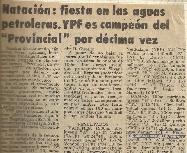 Décimo título consecutivo del Club YPF y los medios lo reflejaban de la siguiente manera. / Gentileza.