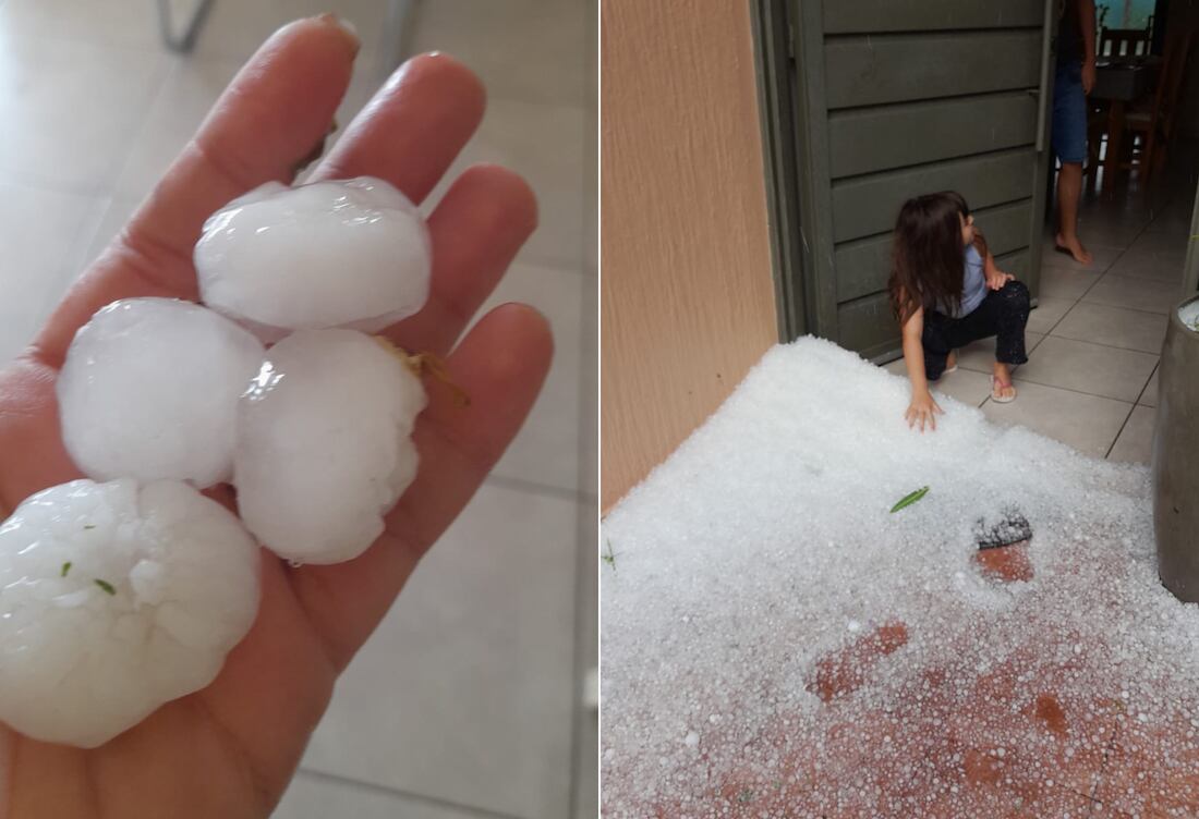 Fuerte caída de granizo en San Martín con piedras del tamaño de pelotas de ping pong.