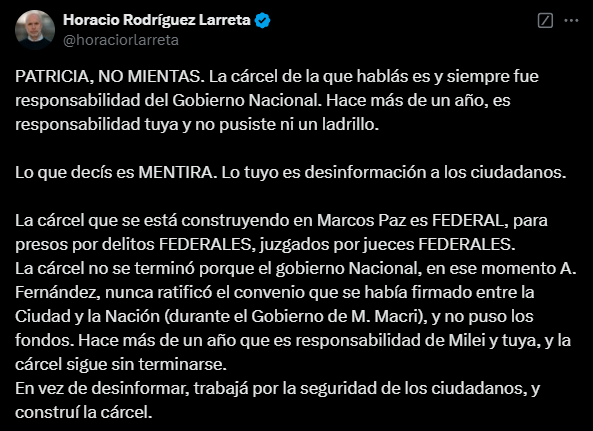 El fuerte cruce entre Rodríguez Larreta y Bullrich por la crisis carcelaria. Foto: Captura.