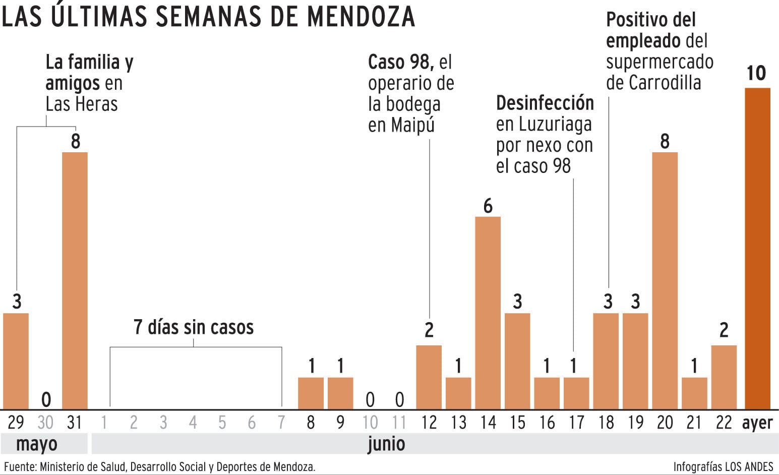 Cantidad de casos positivos en las últimas semanas en Mendoza - Gustavo Guevara