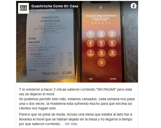 Se fueron sin pagar pero olvidaron su valioso celular