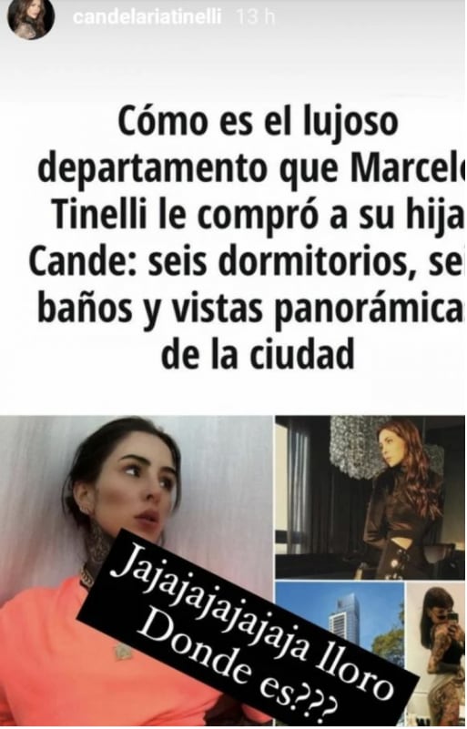 Cande Tinelli reaccionó irónicamente ante el rumor