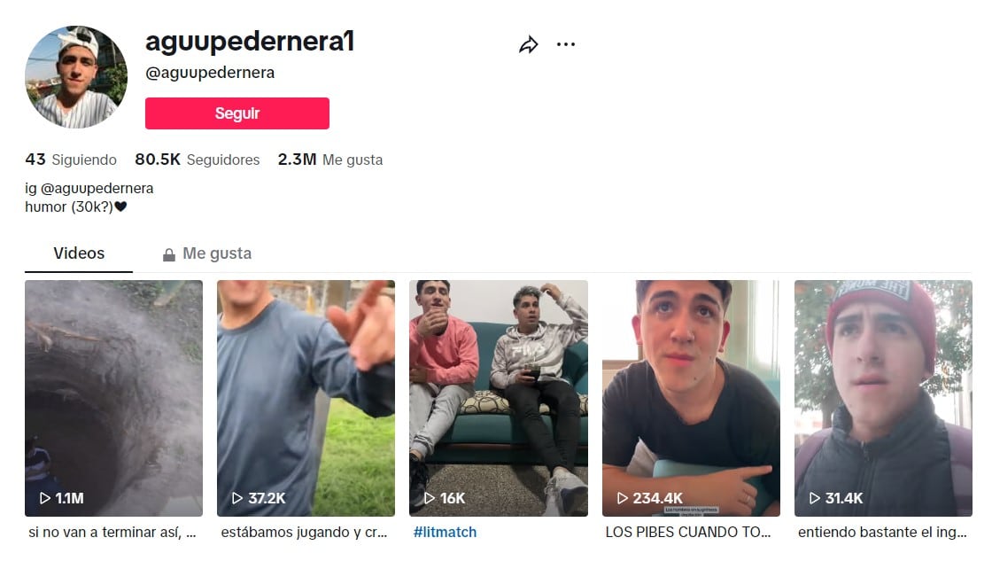 Agustín es un joven humorista tucumano que sube videos a TikTok. 