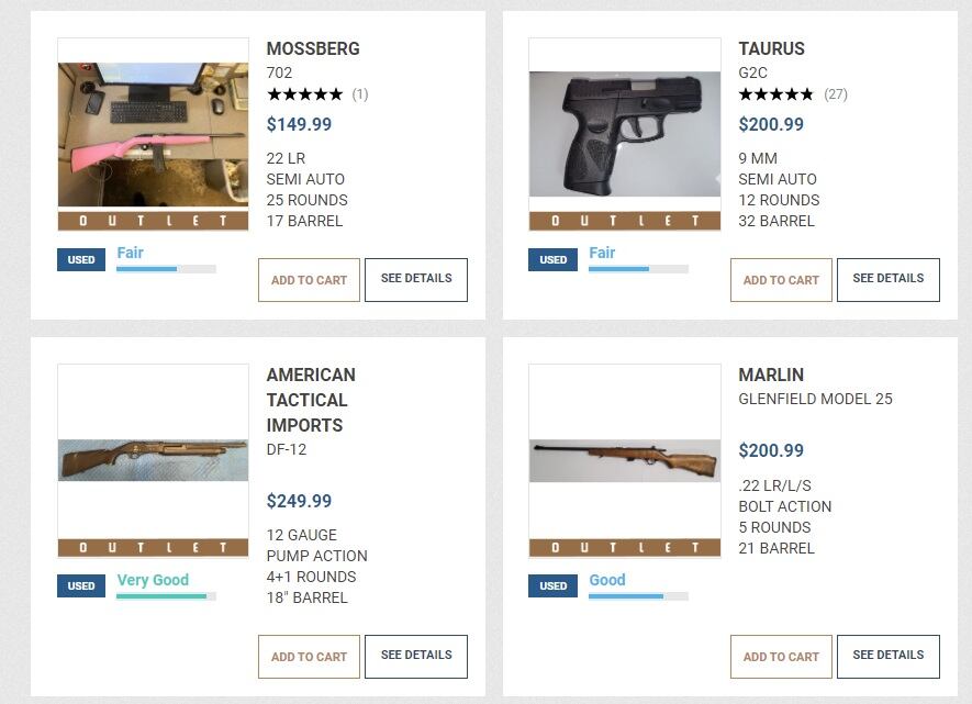 Armas usadas en Internet para comprar en Estados Unidos (Guns.com)