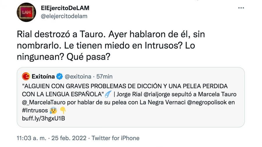 De Brito se preguntó si le tienen miedo a Rial en Intrusos