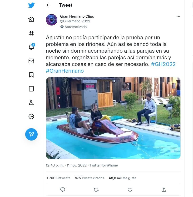 Agustín apoyó asus compañeros durante toda la prueba semanal, pese a que no la hizo.