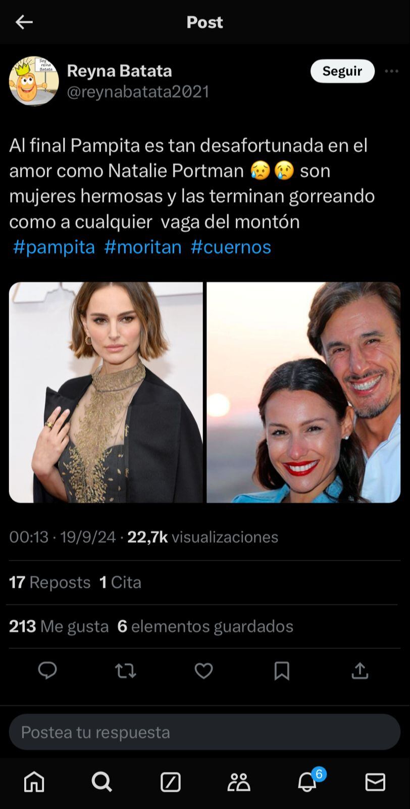 Los memes tras la noticia de la separación de Pampita y Roberto García Moritán. Captura de X.