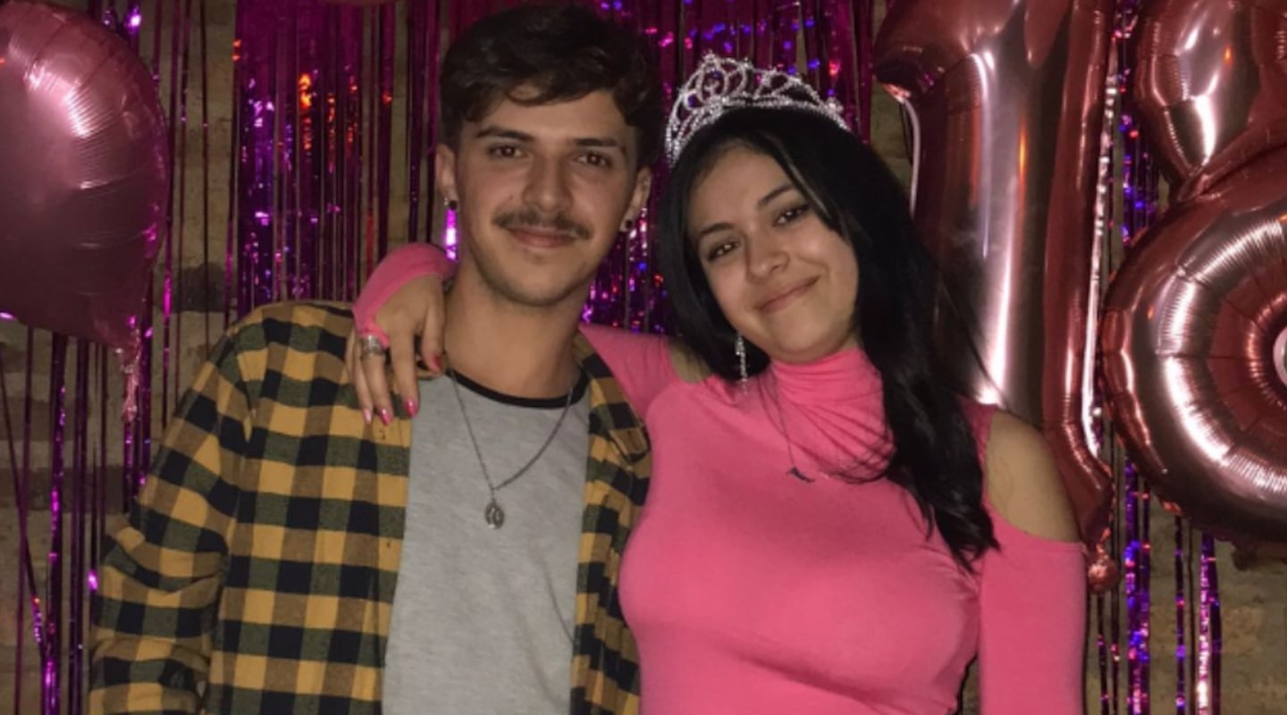 Pilar junto a su novio el día de la fiesta de su cumpleaños. Foto: TN.