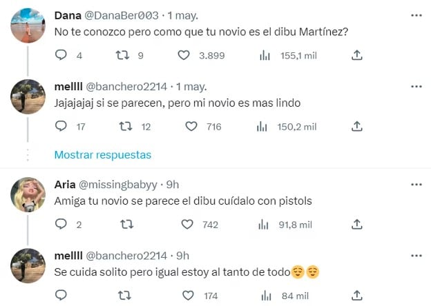 Algunas respuestas al parecido viral del DIbu. Foto: captura de pantalla.