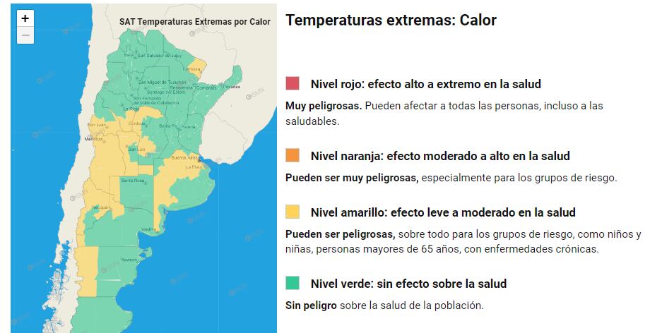 Alerta por temperaturas extremas - SMN