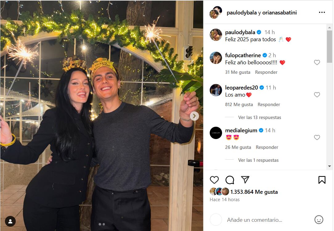 Oriana Sabatini con su marido Paulo Dybala