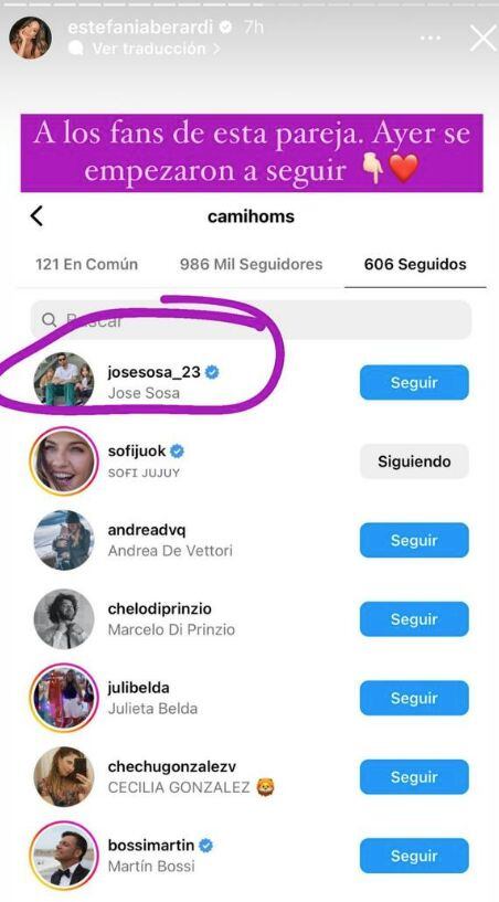 Camila Homs y José Sosa mantendrían una relación