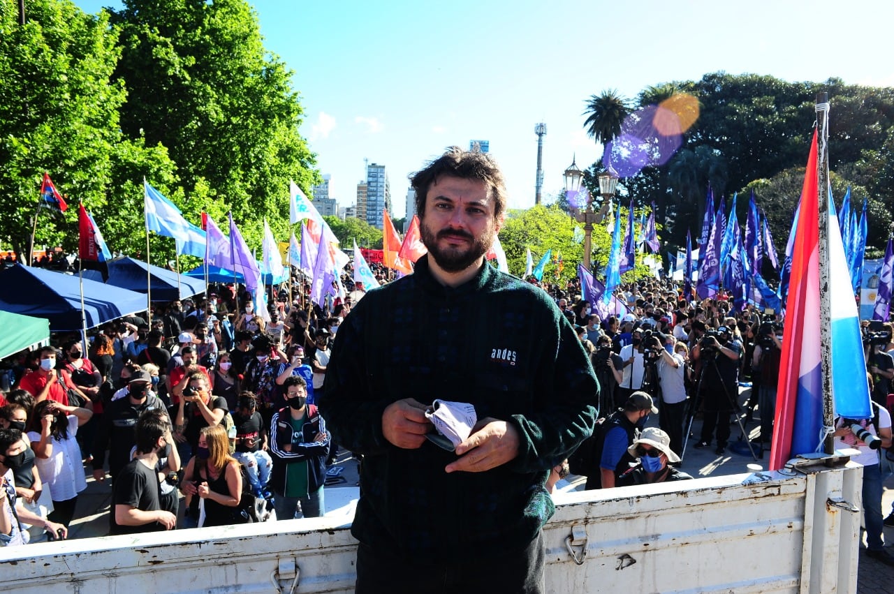 Juan Grabois hizo un acto frente a La Rural para criticar al sector del campo. 