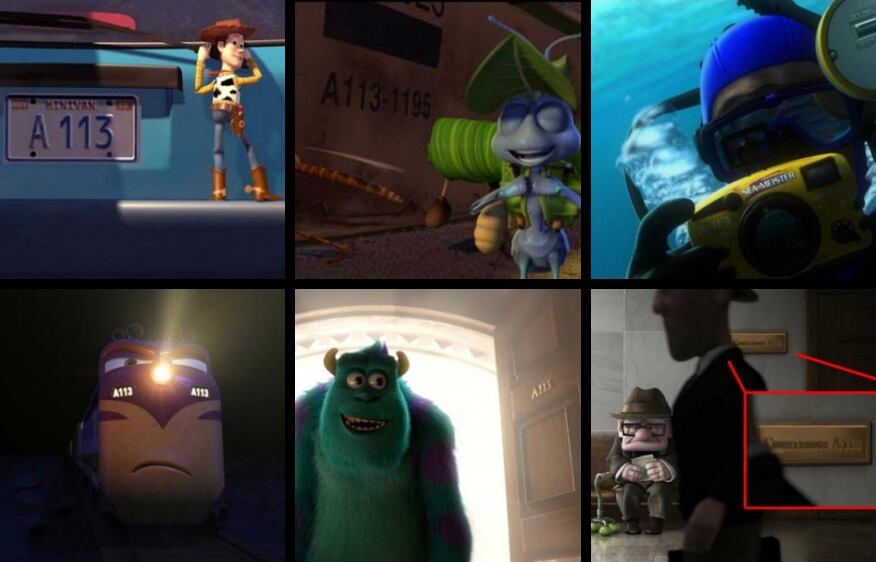 El famoso código A113 de Pixar: es el número del aula del Instituto de las Artes de California, donde asistieron los directores John Lasseter, Pete Docter y Brad Bird, entre otros.