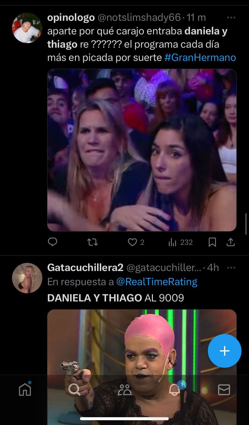 Los memes por el anuncio de Santiago del Moro sobre Thiago y Daniela de Gran Hermano. Captura de pantalla.