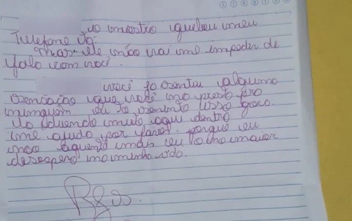 La carta completa que el joven le entregó a sus vecinos pidiendo ayuda.