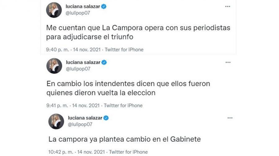 Luciana Salazar volvió a publicar tuits políticos durante este domingo de elecciones