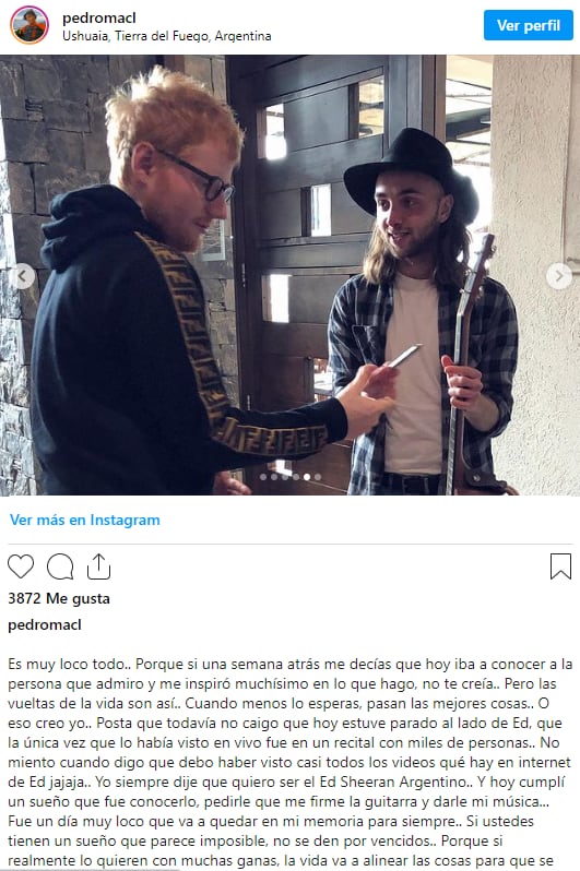 Ed Sheeran estuvo por Argentina en secreto allá por 2019