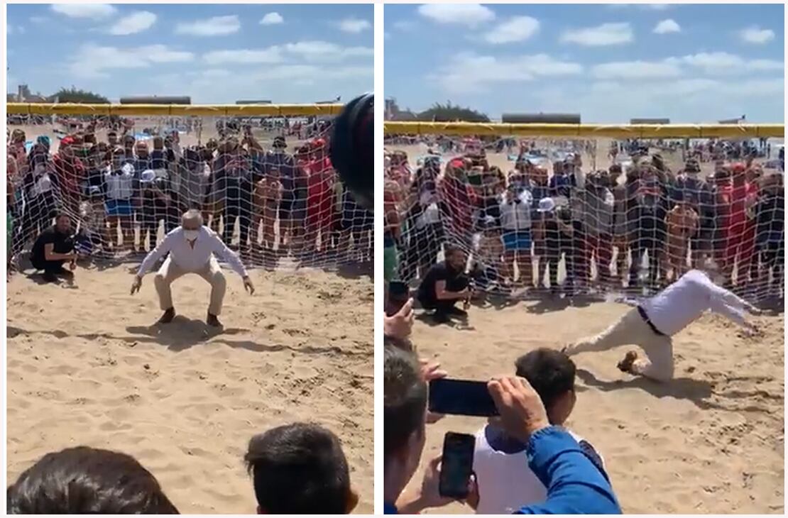 Alberto Fernández, "arquero" en Mar de Ajó