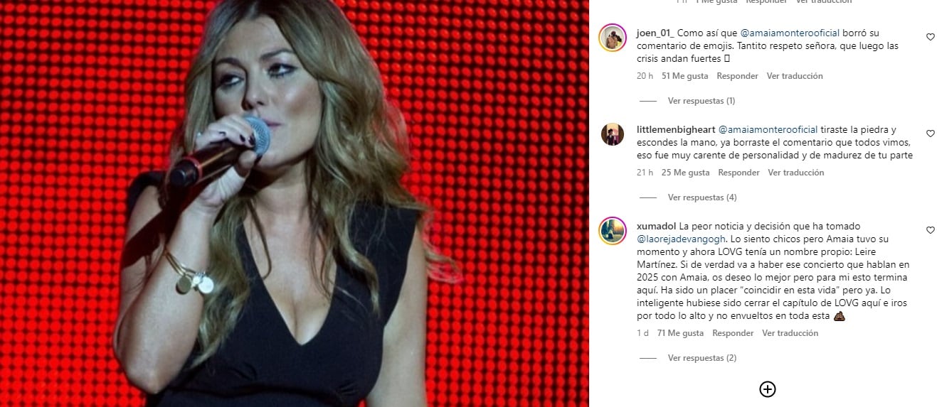 Crisis en La Oreja de Van Gogh: en Instagram, Amaia Montero se burló de Leire Martínez y borró su comentario tras las críticas