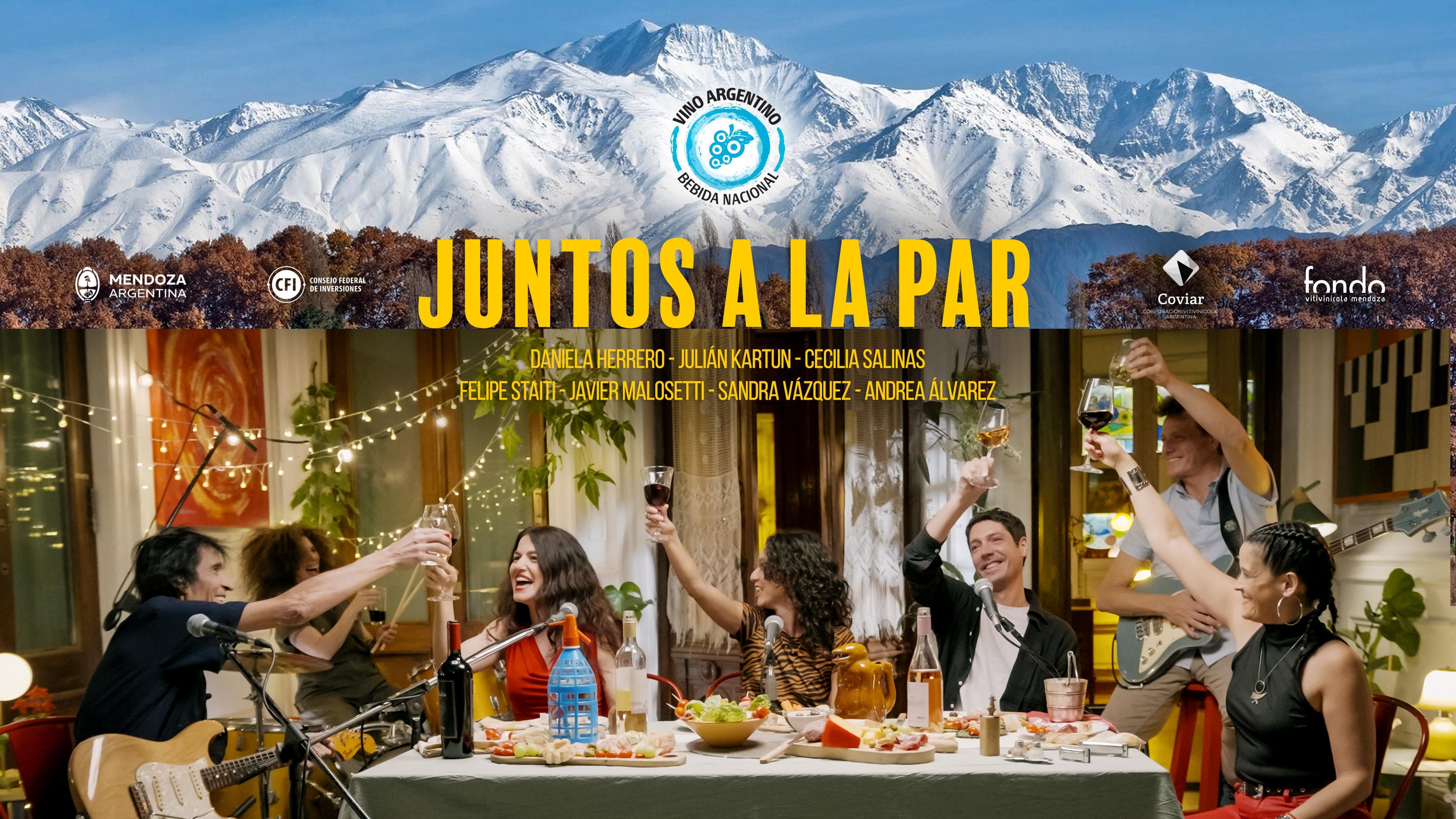 Los artistas que interpretaron "Juntos a la par" para celebrar el Día Nacional del Vino Argentino. Foto: Gentielza.