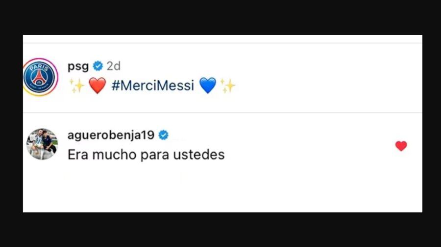 La respuesta de Benja Agüero al posteo del PSG