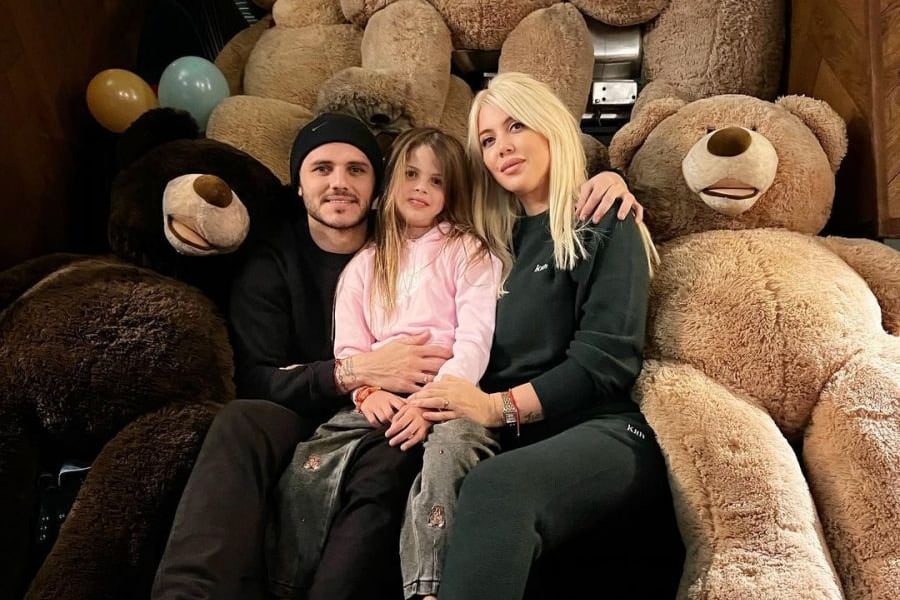 Wanda Nara, Mauro Icardi y Francesca Icardi. (Foto de Instagram)