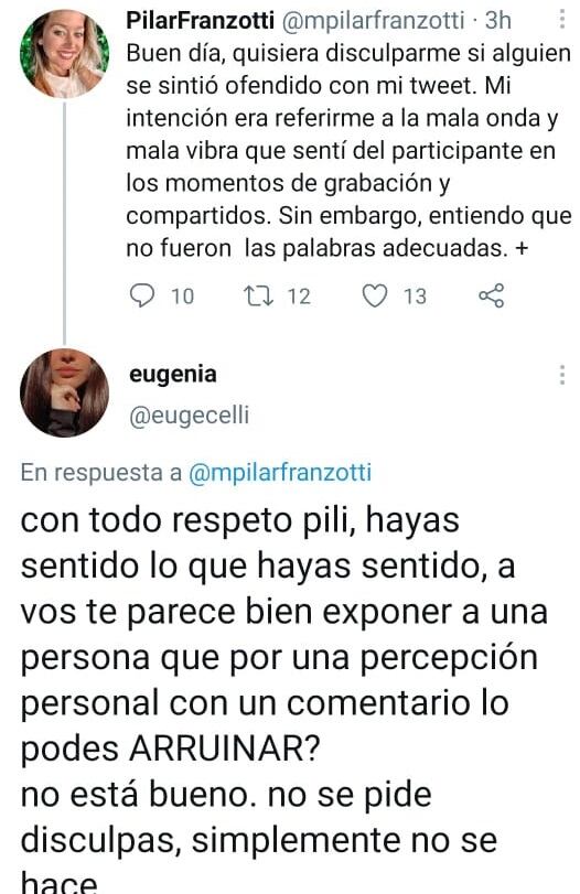 El tuit de Eugenia Celli, otra exparticipante de La Voz, contra Pilar Franzotti - 