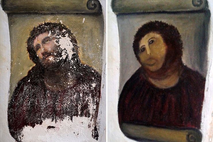 El mismo error de restauración sucedió con la famosa obra "Ecce Homo", ocho años atrás.