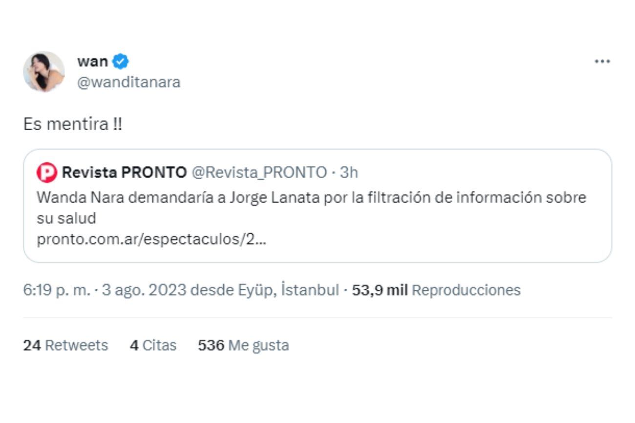 Wanda Nara desmintió los rumores de que iniciará acciones contra Lanata