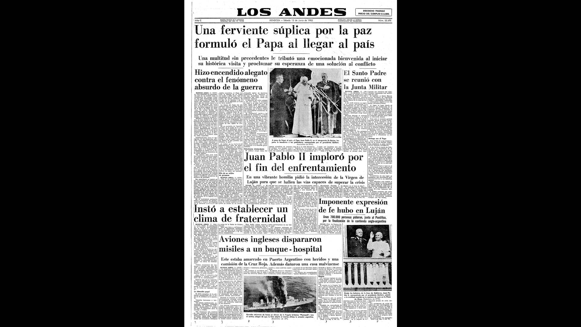 Un recorrido día a día por las portadas del medio más importante de Mendoza, para conocer el pulso diario de la guerra que enluteció a todo el país.