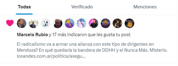 Marcelo Rubio dio like a una publicación sobre la visita de Lourdes Arrieta a la cárcel de Ezeiza en la que están represores cumpliendo condena.