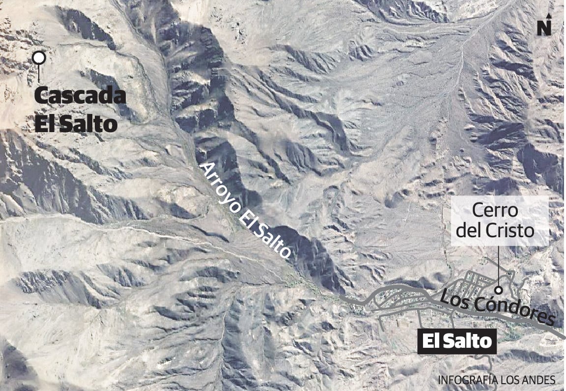 Ubicación de la Cascada El Salto, en Mendoza. Gustavo Guevara.