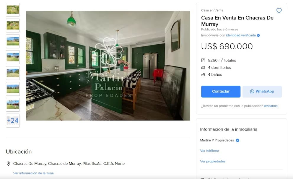 La espectacular casa que vende la China Suárez. Captura de Instagram.