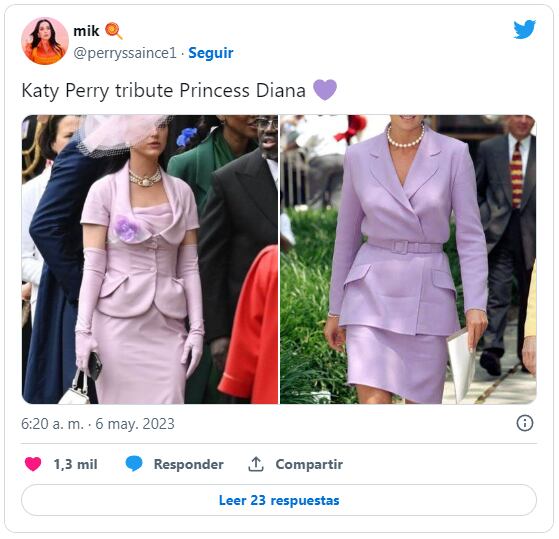 Katy Perry estuvo presente en la coronación del rey Carlos. Foto: Twitter/@perryssaince1