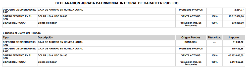 Declaración Jurada María Cantero. Gentileza Clarín. 