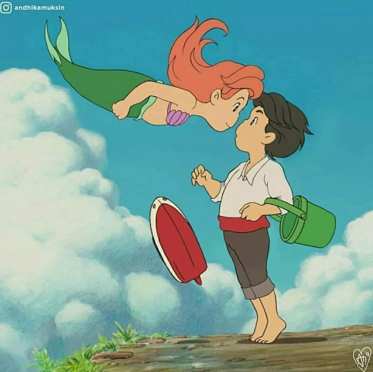 La Sirenita y Eric como Ponyo y su amigo.