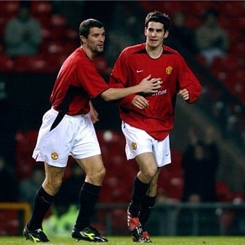 Daniel Nardiello y Roy Keane en la época dorada del Manchester United