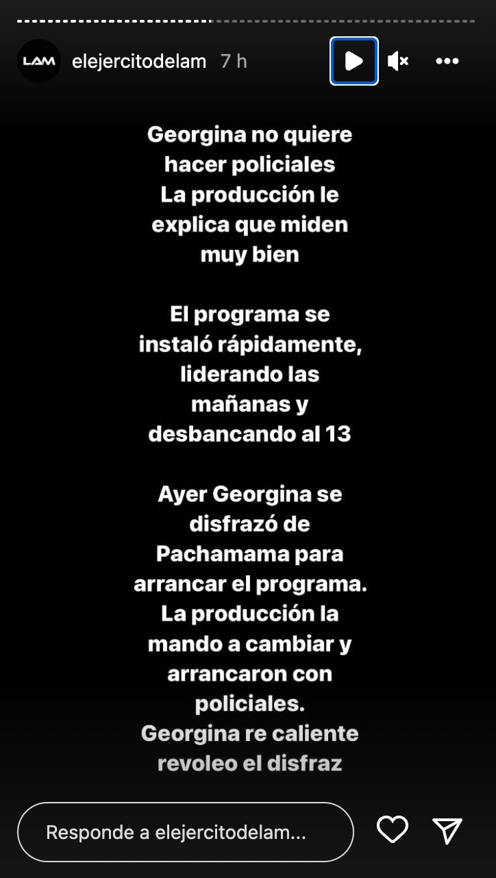 Las historias de LAM en donde cuentan la situación de Georgina Barbarossa en su propio programa.